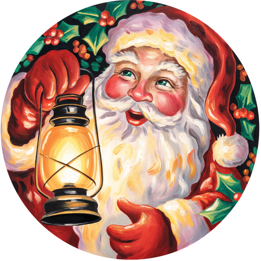 Santa Claus Holding a Lantern Accent Sign - Made in USA