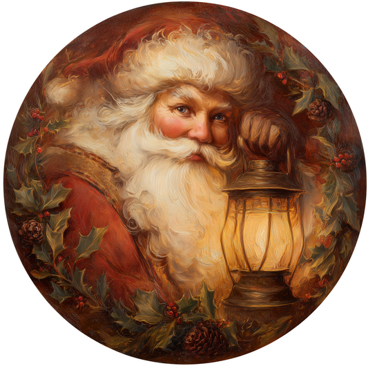 Santa Claus with Lantern Accent Sign - Made in USA