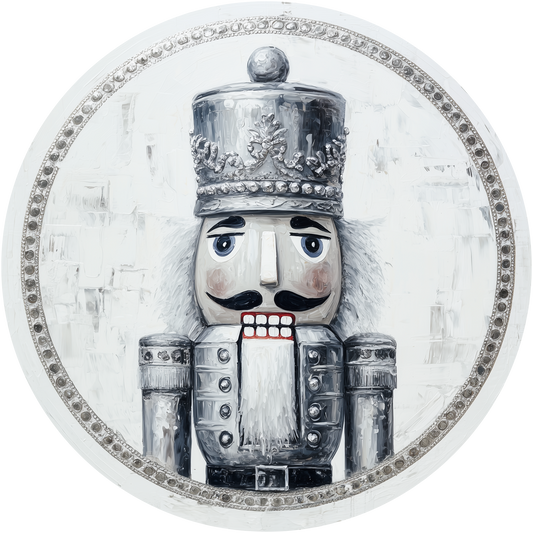 Silver and White Nutcracker Soldier Accent Sign - Made in USA