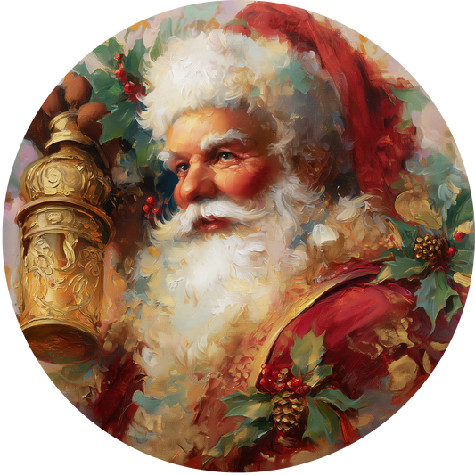 Santa Claus with Golden Lantern Accent Sign - Made in USA
