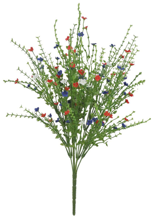 21 Inch Red White Blue Plastic Flowering Bush