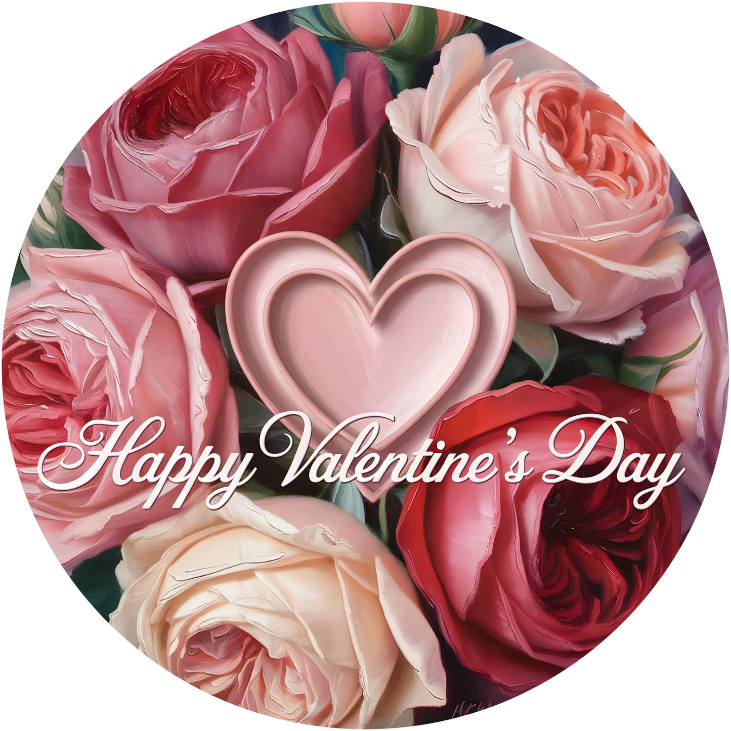 Happy Valentine’s Day Rose Heart Accent Sign - Made in USA