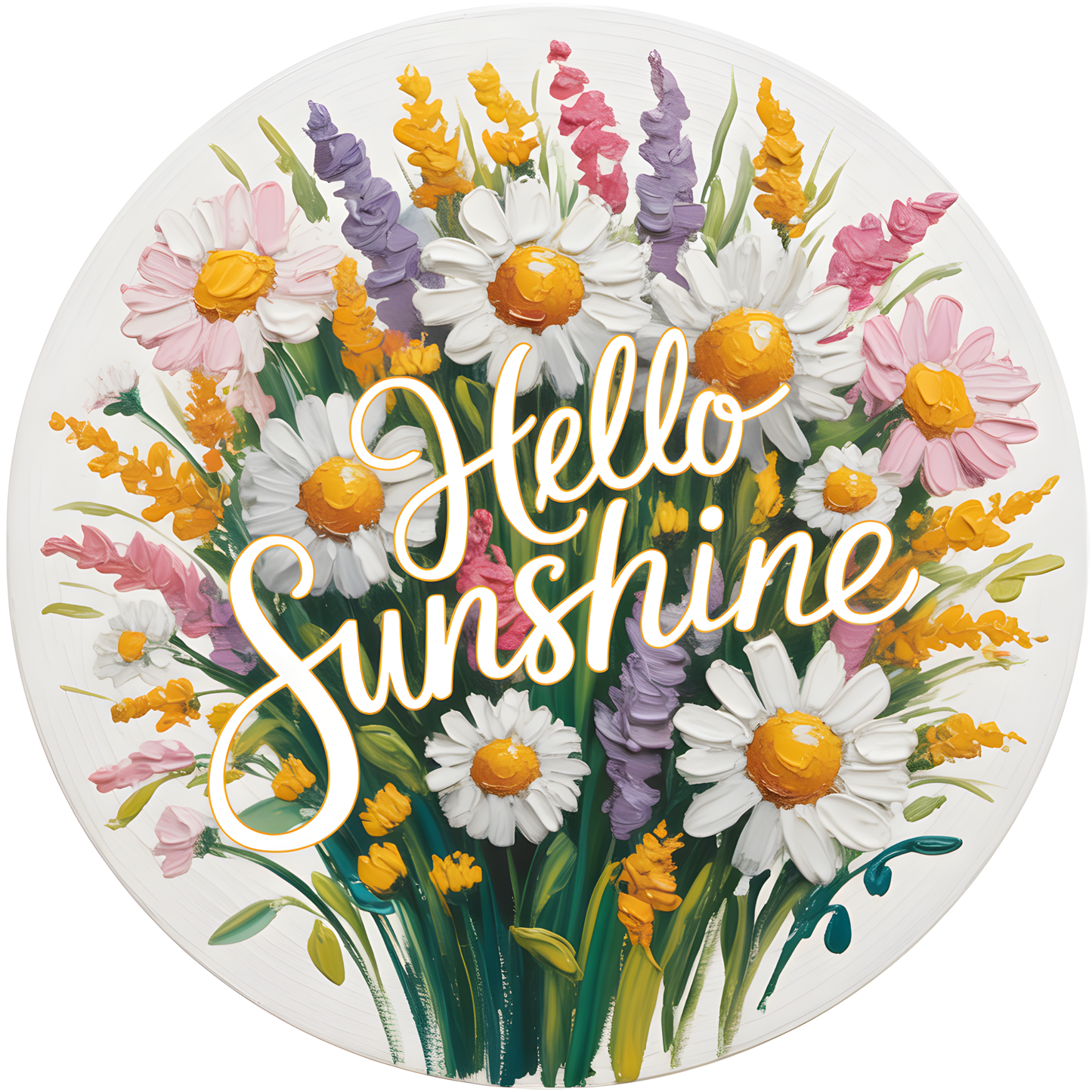 Spring Hello Sunshine Daisy Flowers Accent Sign - Made in USA