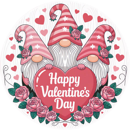 Happy Valentine’s Day Gnome Heart Accent Sign - Made in USA