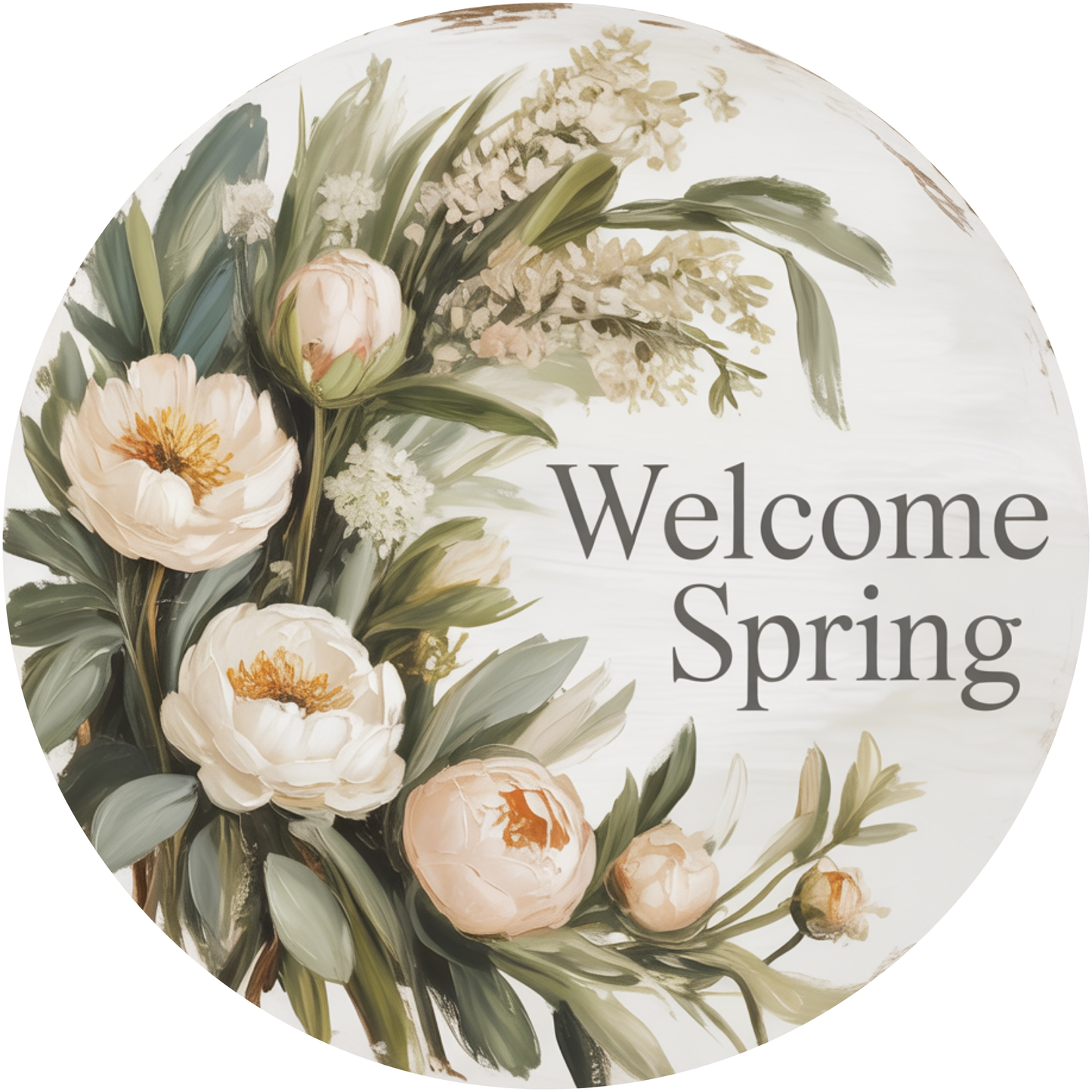 Welcome Spring Flowers Accent Sign - Made in USA