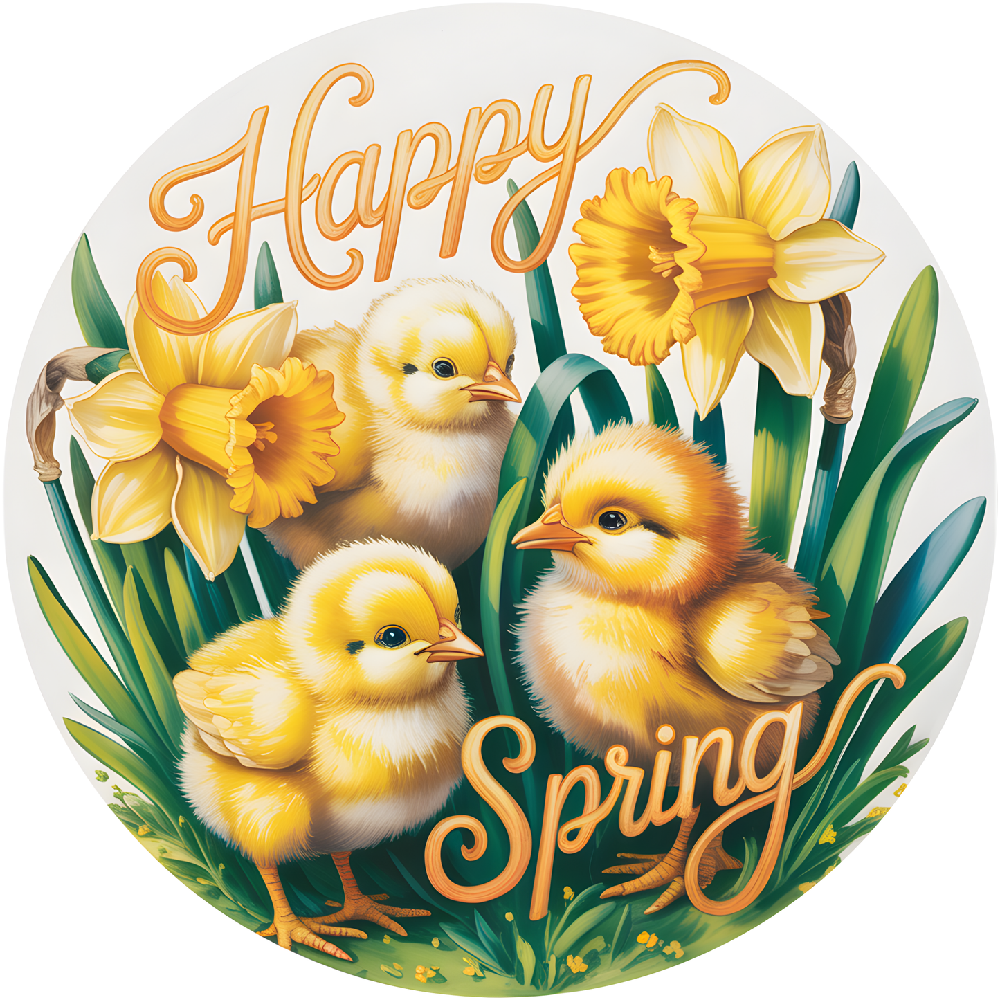 Happy Spring Easter Chicks Accent Sign - Made in USA