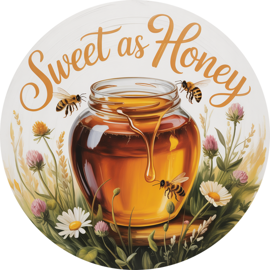 Sweet as Honey Jar Bees and Wildflowers Accent Sign - Made in USA