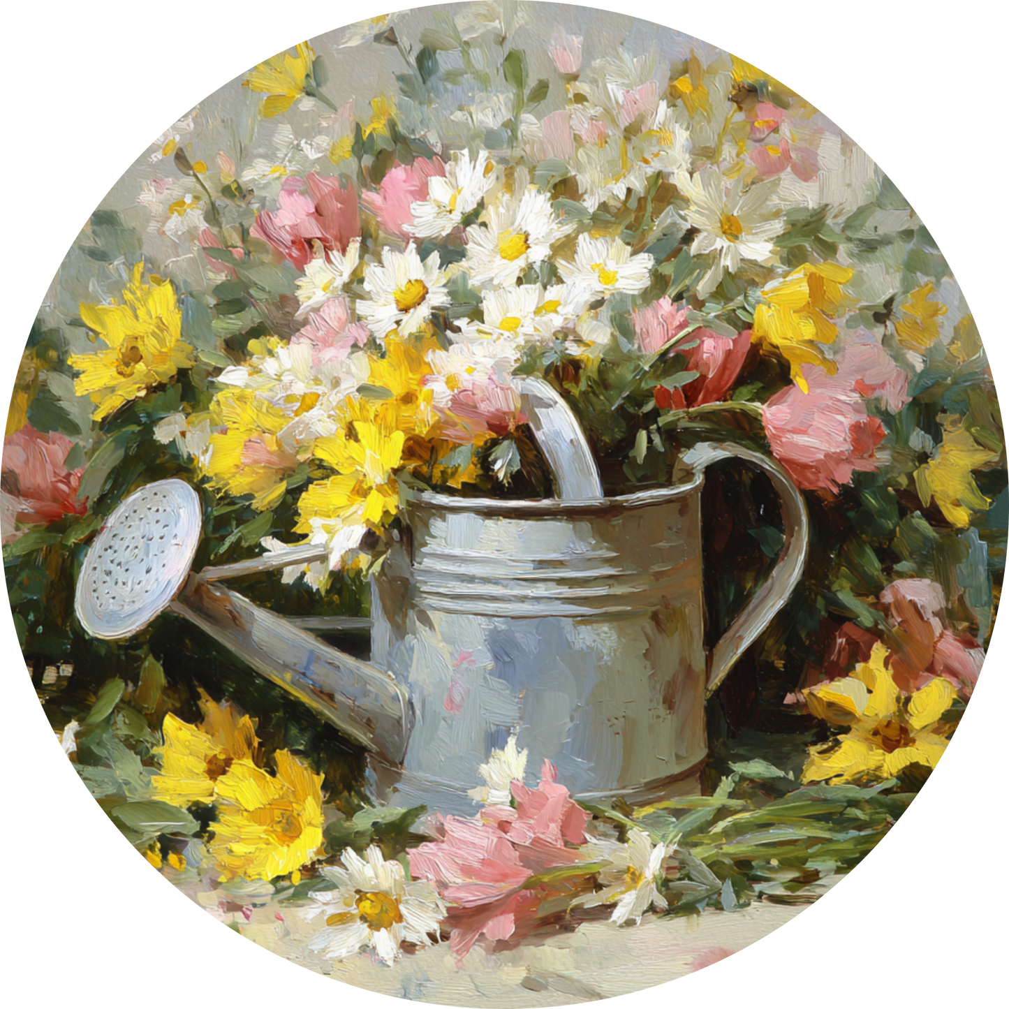 Watering Can with Spring Flowers Accent Sign - Made in USA