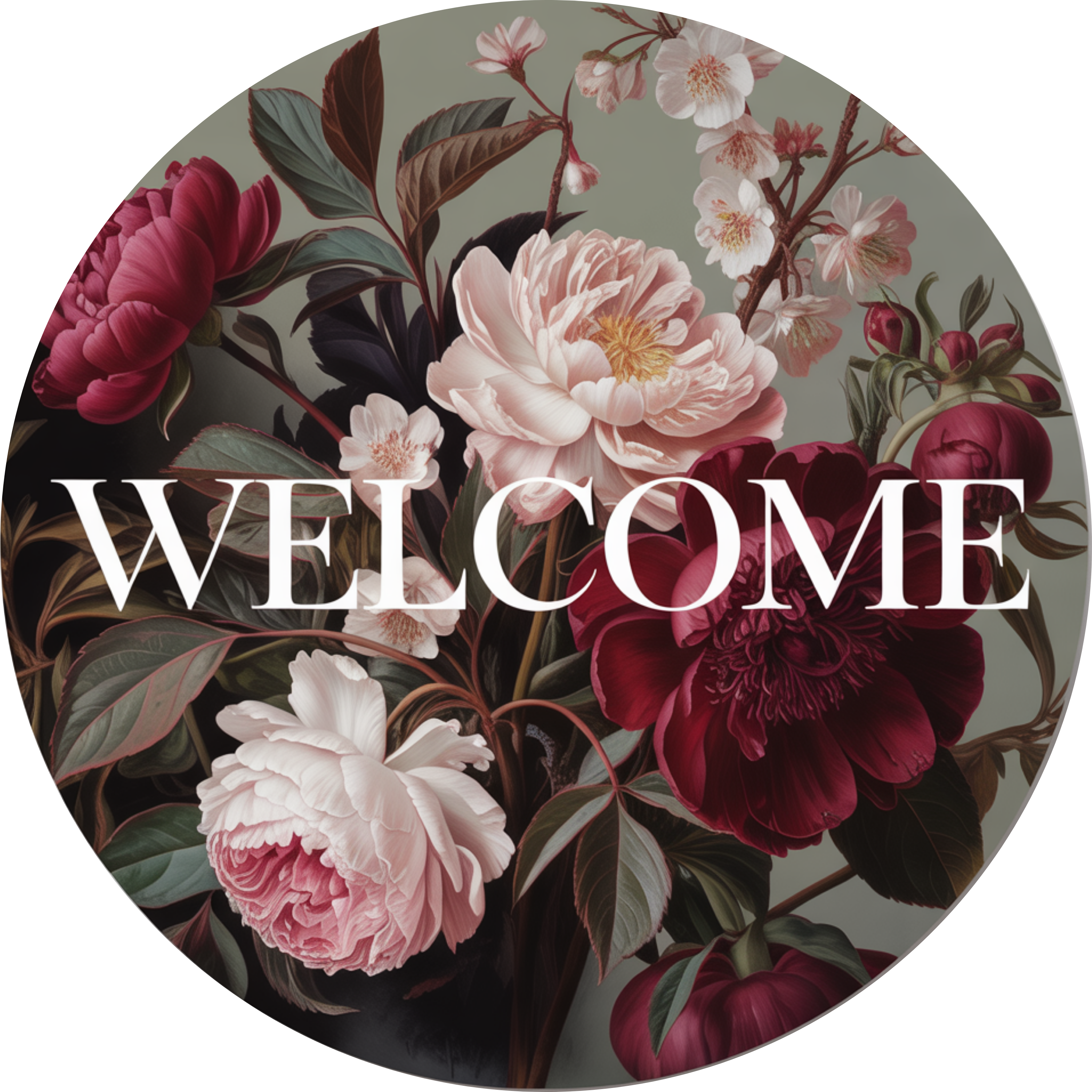 Pink and Burgundy Peonies Welcome Accent Sign - Made in USA – BBCrafts.com