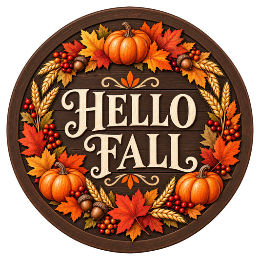 Hello Fall Pumpkin wreath sign