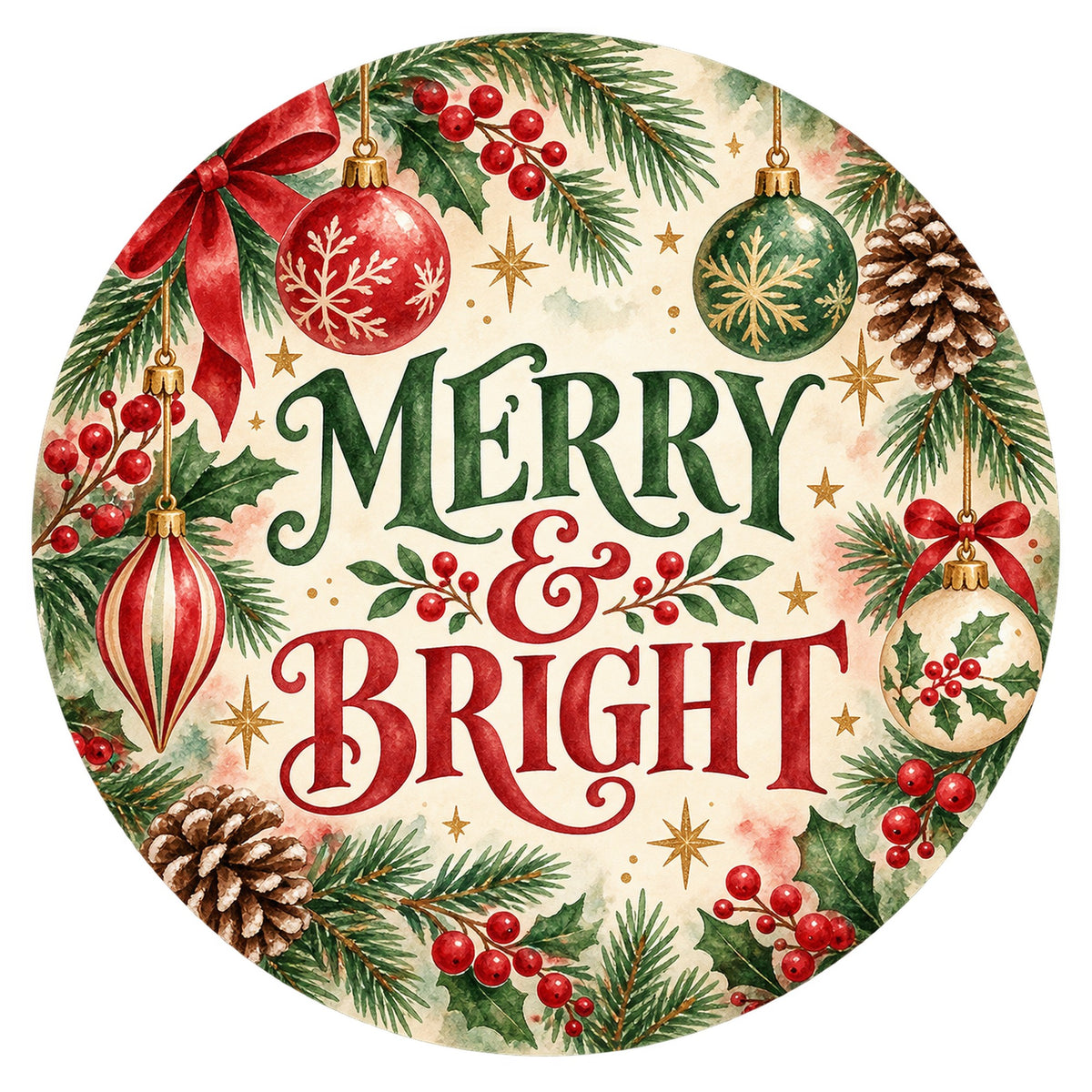 Merry and Bright Ornaments Metal / Vinyl Sign - Made in USA