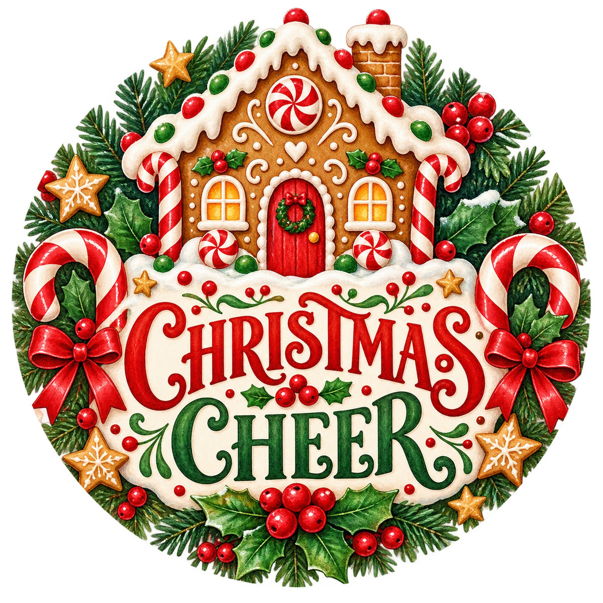 Christmas Cheer Gingerbread House Metal / Vinyl Sign - Made in USA