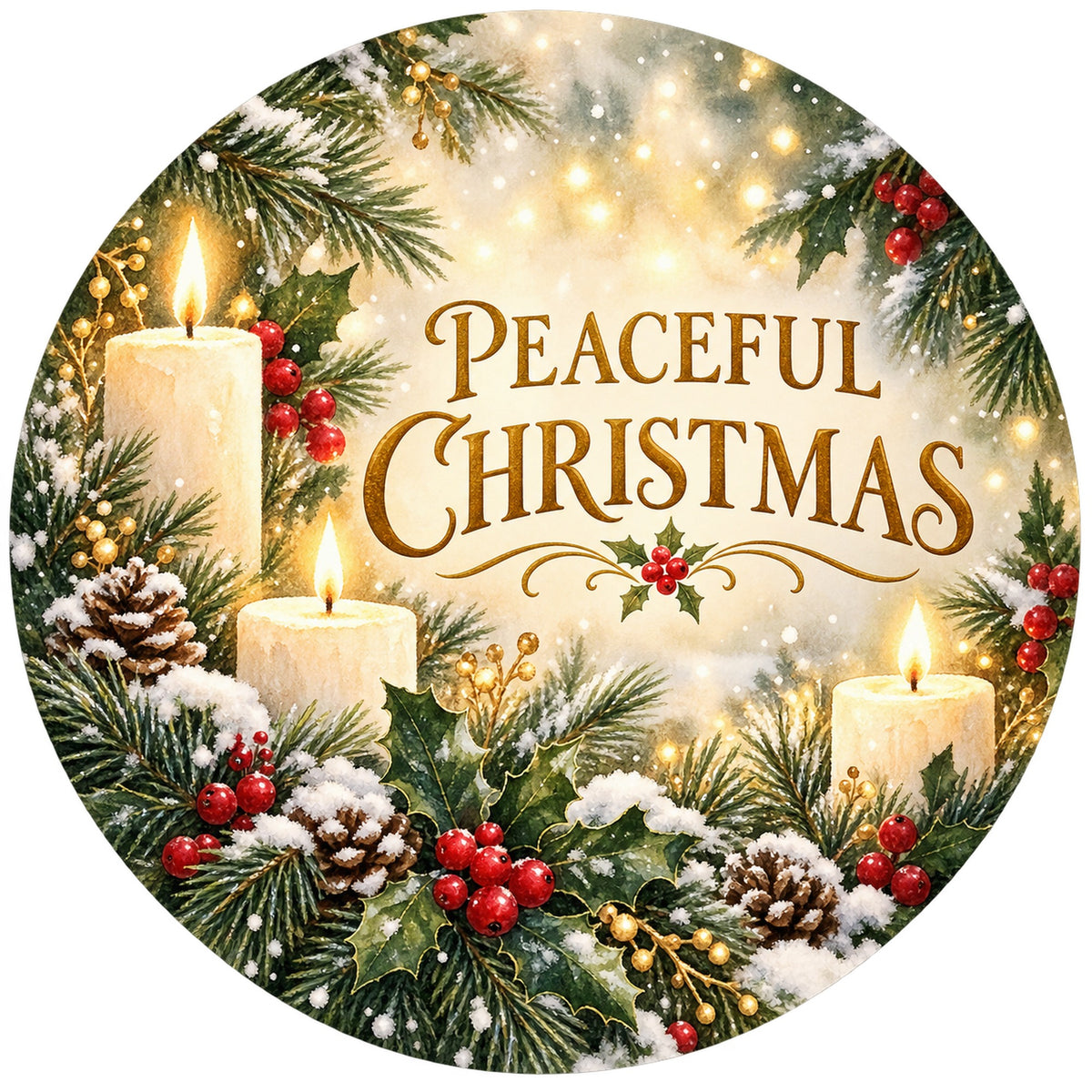 Peaceful Christmas Candles Metal / Vinyl Sign - Made in USA