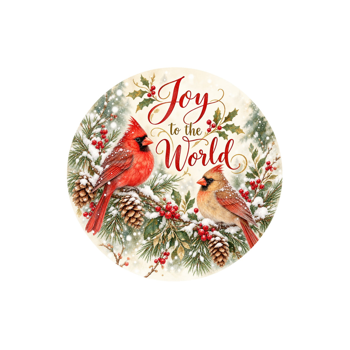 Joy to the World Cardinals Metal / Vinyl Sign - Made in USA