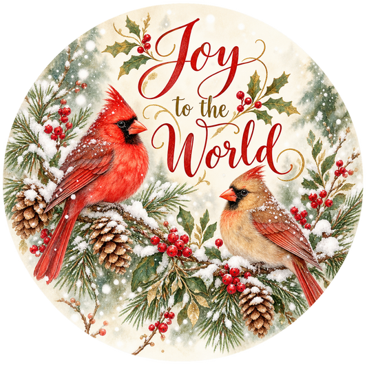 Joy to the World Cardinals Metal / Vinyl Sign - Made in USA