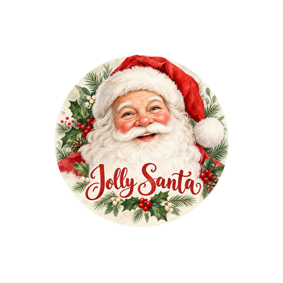 Jolly Santa Metal / Vinyl Sign - Made in USA