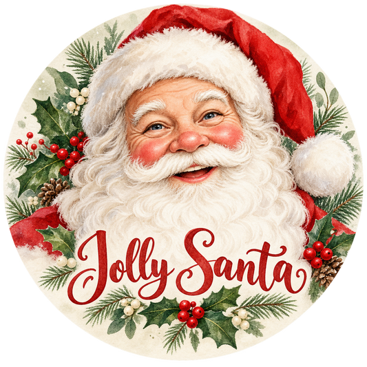Jolly Santa Metal / Vinyl Sign - Made in USA