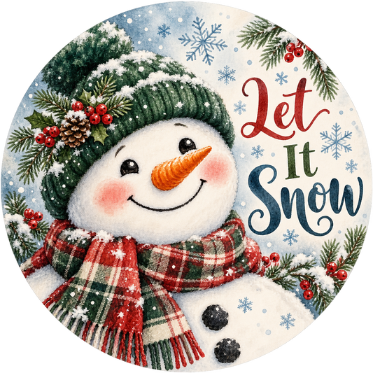 Let It Snow Snowman Metal / Vinyl Sign - Made in USA
