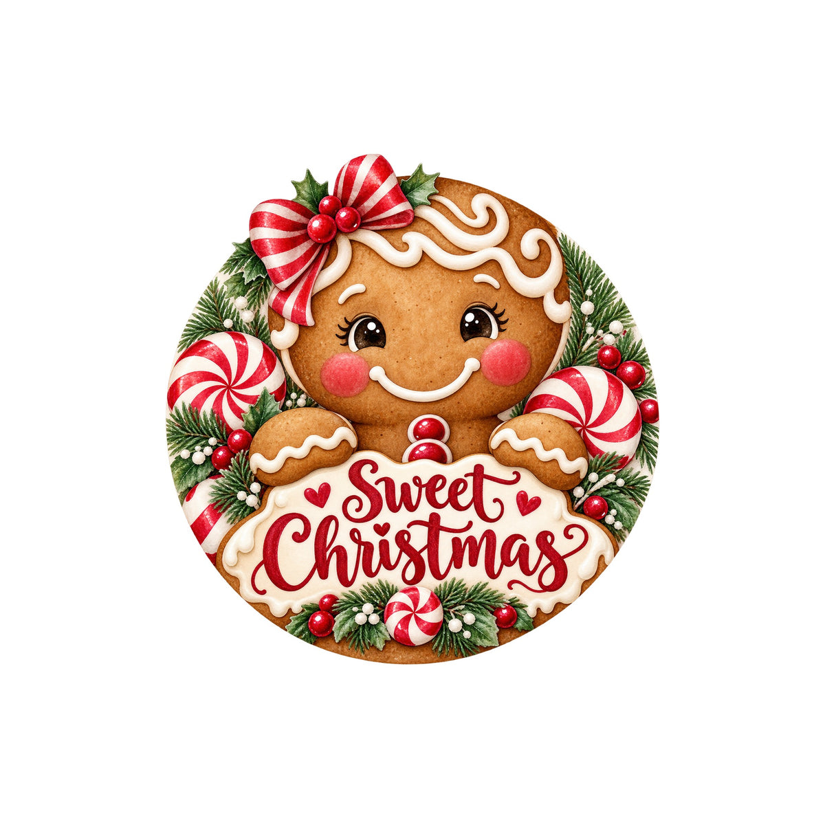 Sweet Christmas Gingerbread Girl Metal / Vinyl Sign - Made in USA