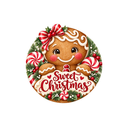 Sweet Christmas Gingerbread Girl Metal / Vinyl Sign - Made in USA