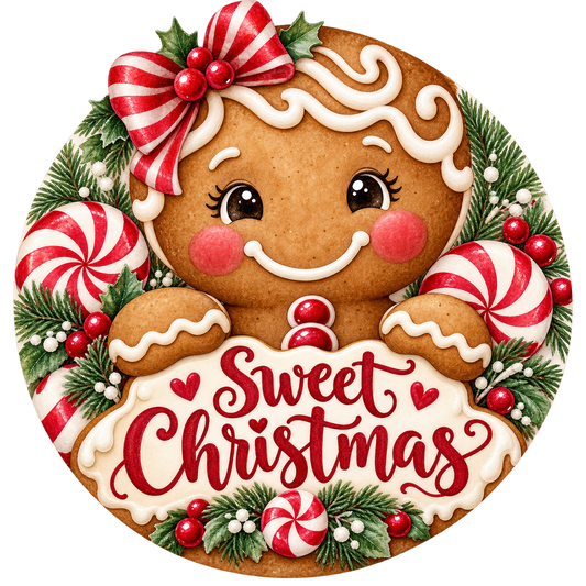 Sweet Christmas Gingerbread Girl Metal / Vinyl Sign - Made in USA