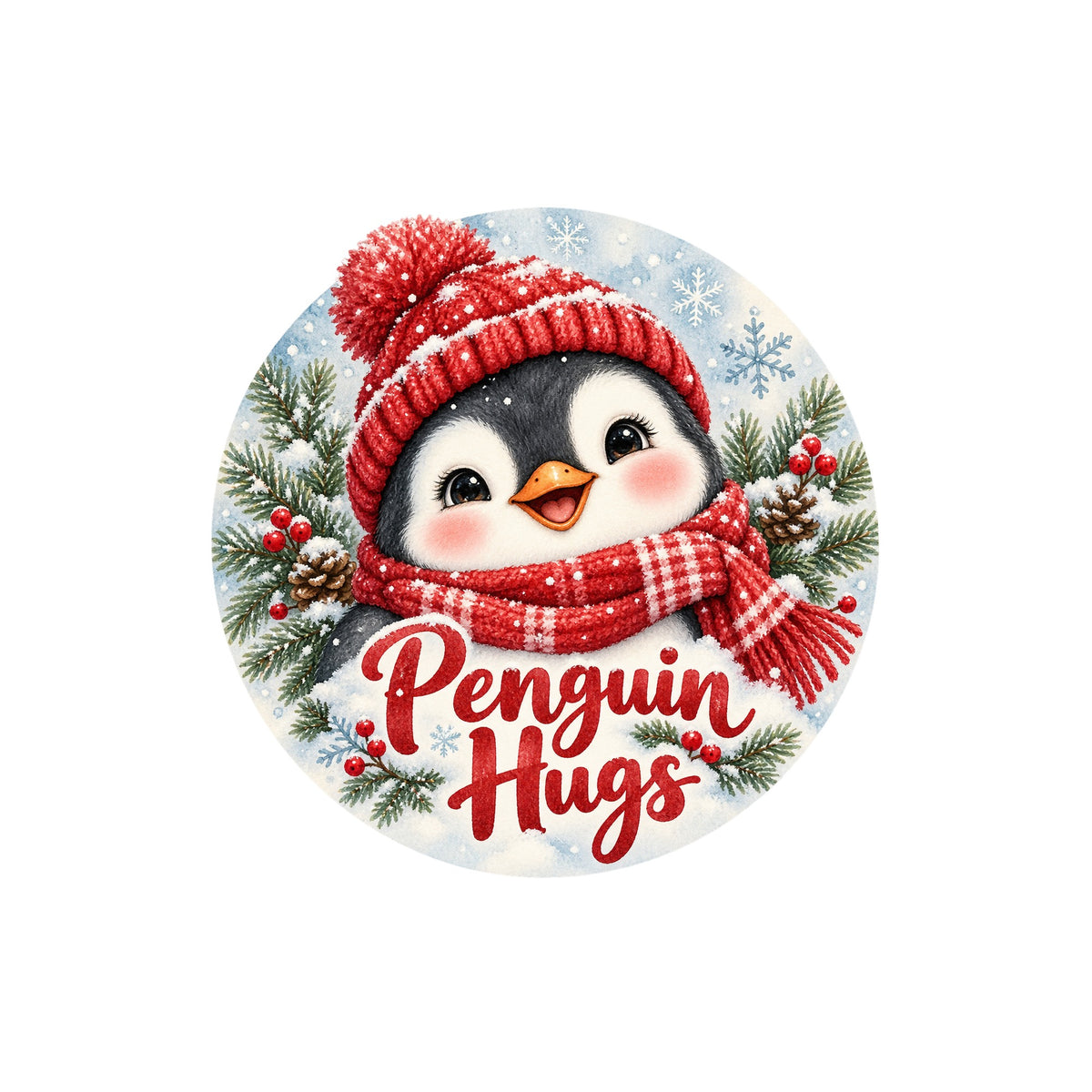 Penguin Hugs Metal / Vinyl Sign - Made in USA