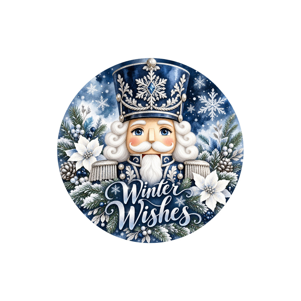 Winter Wishes Blue Nutcracker Metal / Vinyl Sign - Made in USA