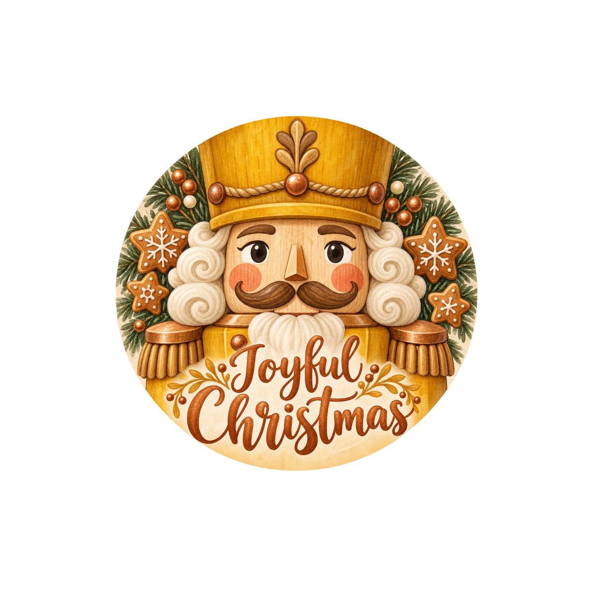 Joyful Christmas Gold Nutcracker Metal / Vinyl Sign - Made in USA