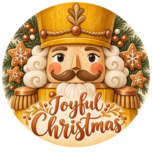 Joyful Christmas Gold Nutcracker Metal / Vinyl Sign - Made in USA