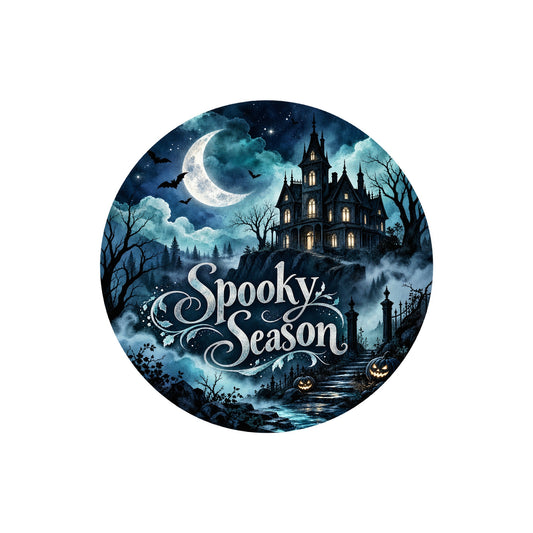 Spooky Season Haunted House Metal / Vinyl Sign - Made in USA