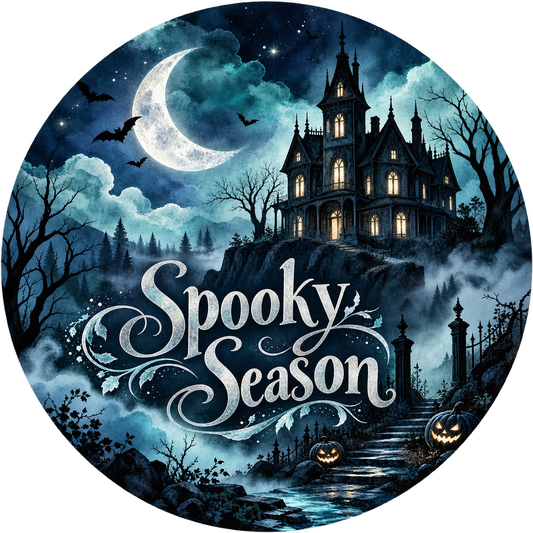 Spooky Season Haunted House Metal / Vinyl Sign - Made in USA
