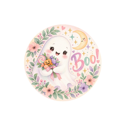 Boo Pastel Ghost Metal / Vinyl Sign - Made in USA