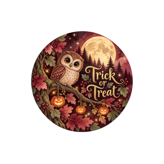 Trick or Treat Owl Metal / Vinyl Sign - Made in USA