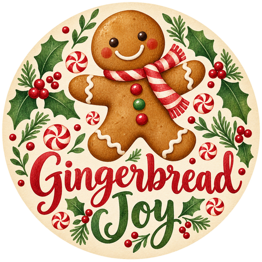 Gingerbread Joy Metal / Vinyl Sign - Made in USA