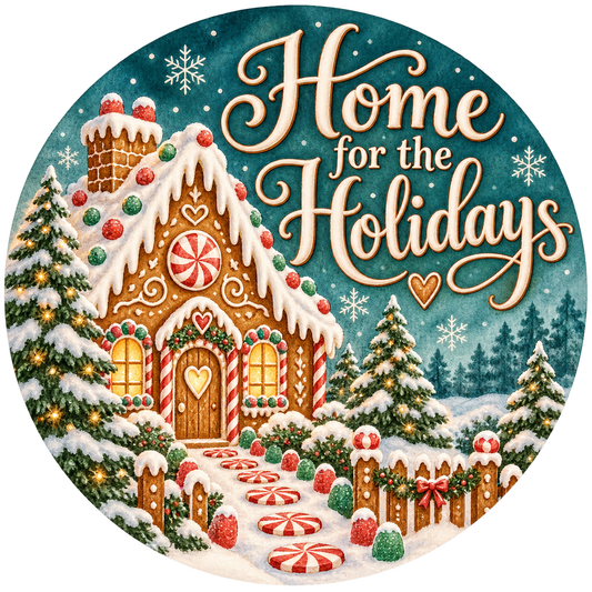 Home for the Holidays Gingerbread House Metal / Vinyl Sign - Made in USA