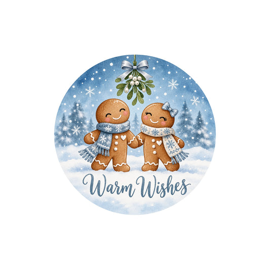 Warm Wishes Gingerbread Couple Metal / Vinyl Sign - Made in USA