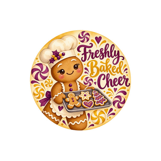 Freshly Baked Cheer Gingerbread Chef Metal / Vinyl Sign - Made in USA