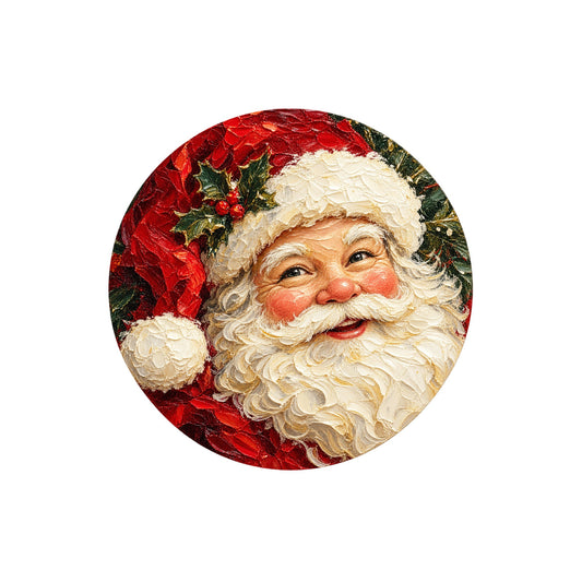 Vintage Santa Face Metal / Vinyl Sign - Made in USA