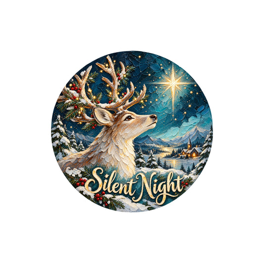 Silent Night Starry Deer Metal / Vinyl Sign - Made in USA