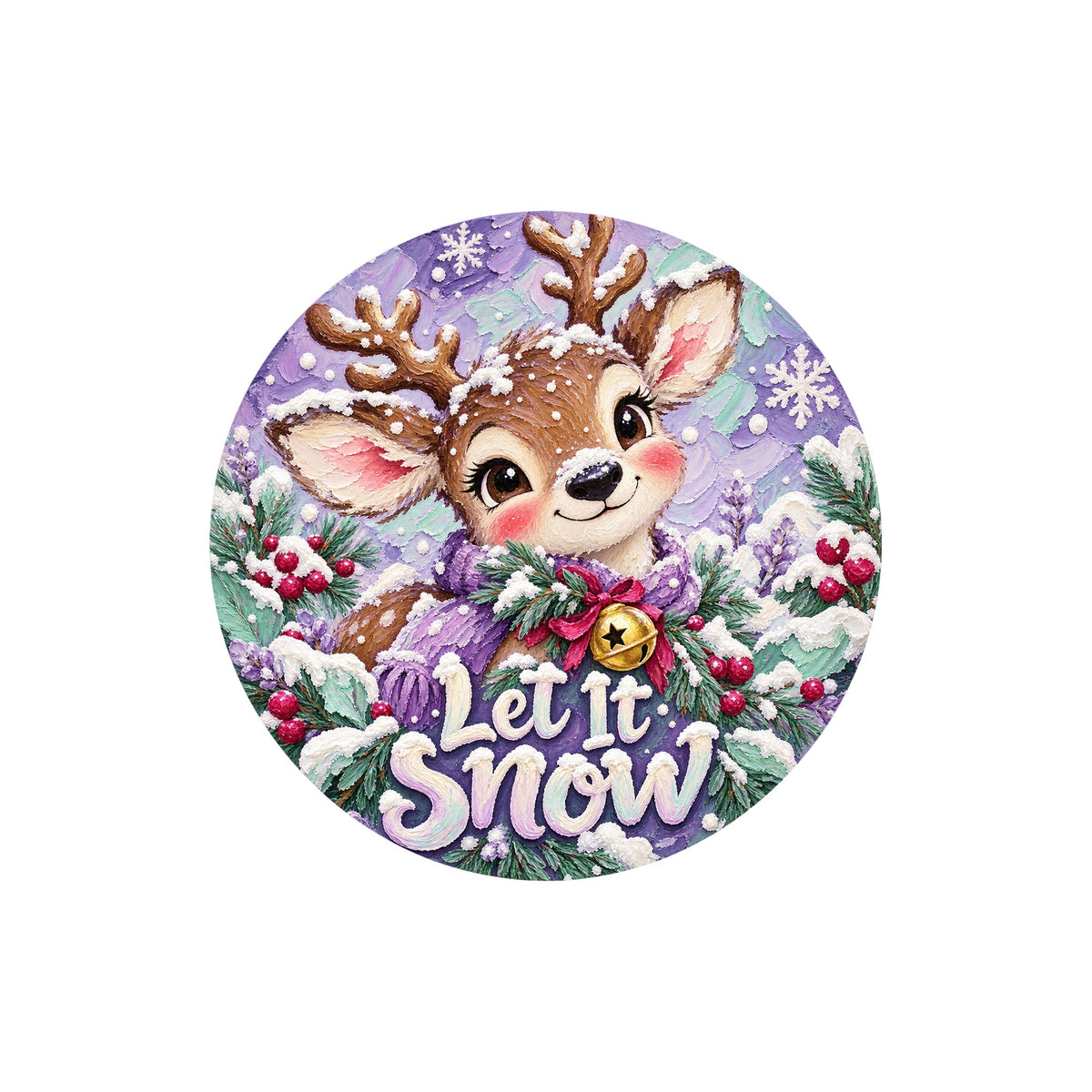 Let It Snow Baby Deer Metal / Vinyl Sign - Made in USA