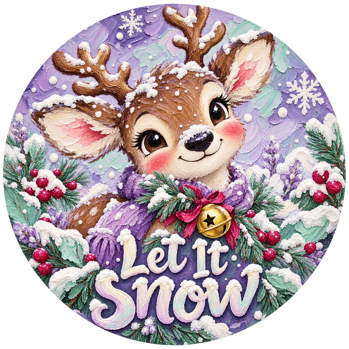 Let It Snow Baby Deer Metal / Vinyl Sign - Made in USA