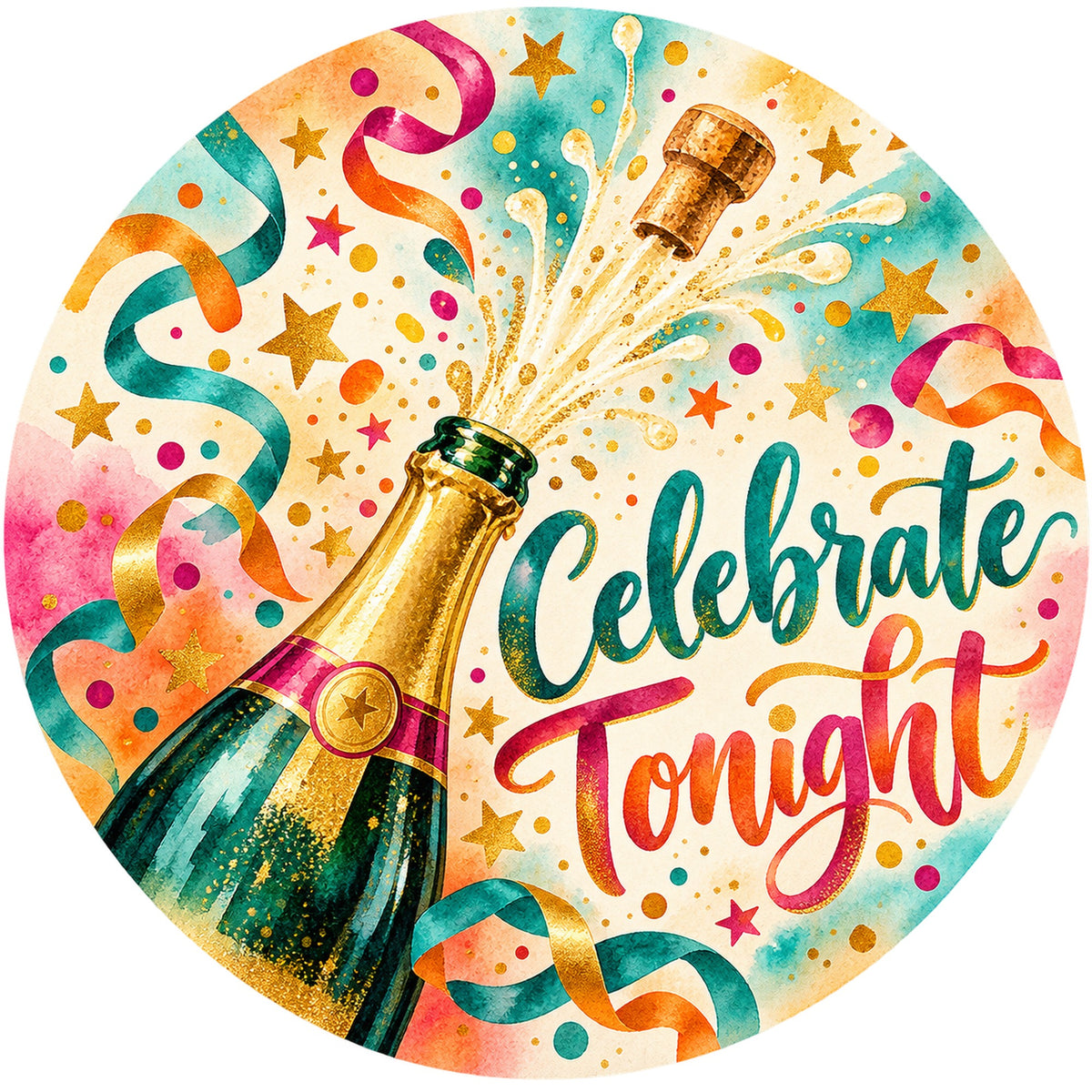 Celebrate Tonight Champagne Metal / Vinyl Sign - Made in USA