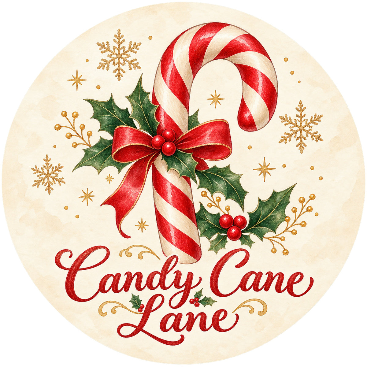 Candy Cane Lane Metal / Vinyl Sign - Made in USA