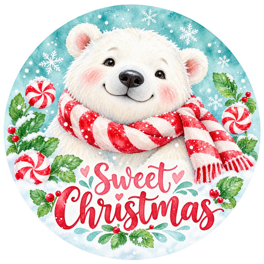 Sweet Christmas Polar Bear Metal / Vinyl Sign - Made in USA