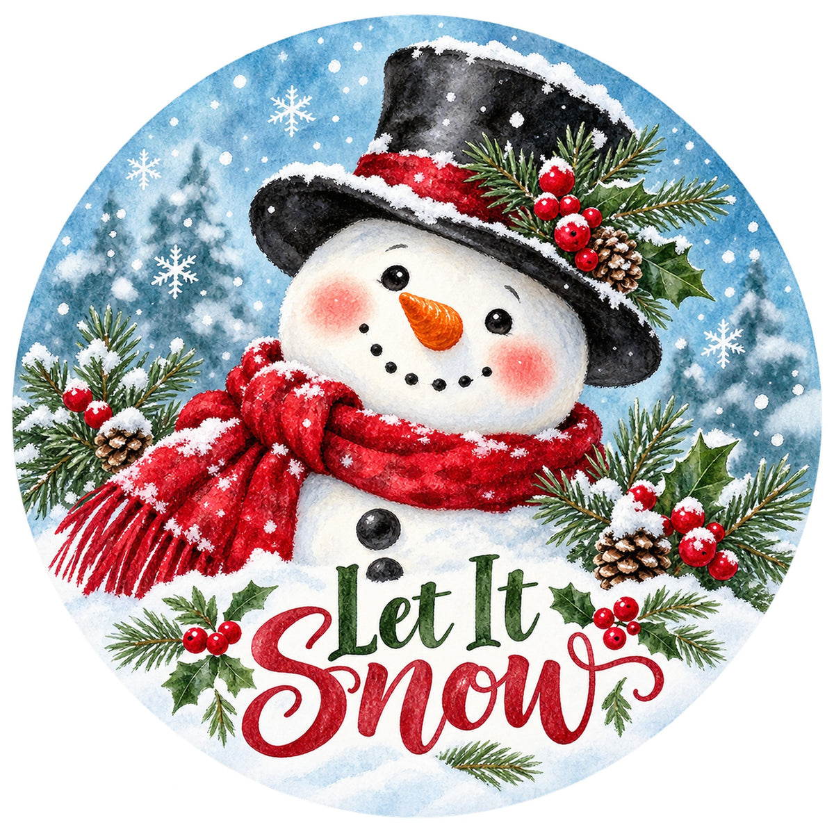 Let It Snow Snowman Top Hat Metal / Vinyl Sign - Made in USA