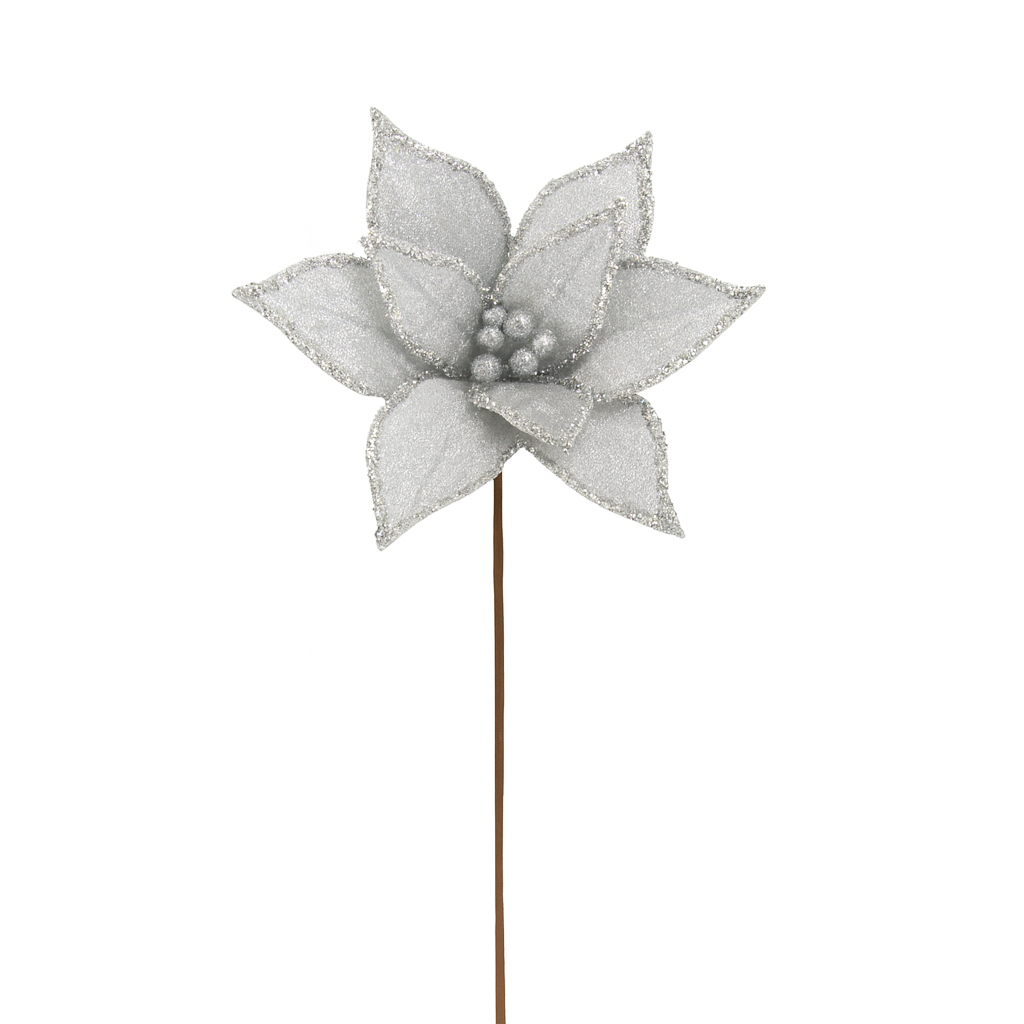 13 Inch Beaded Edge Velvet: Poinsettia Pick