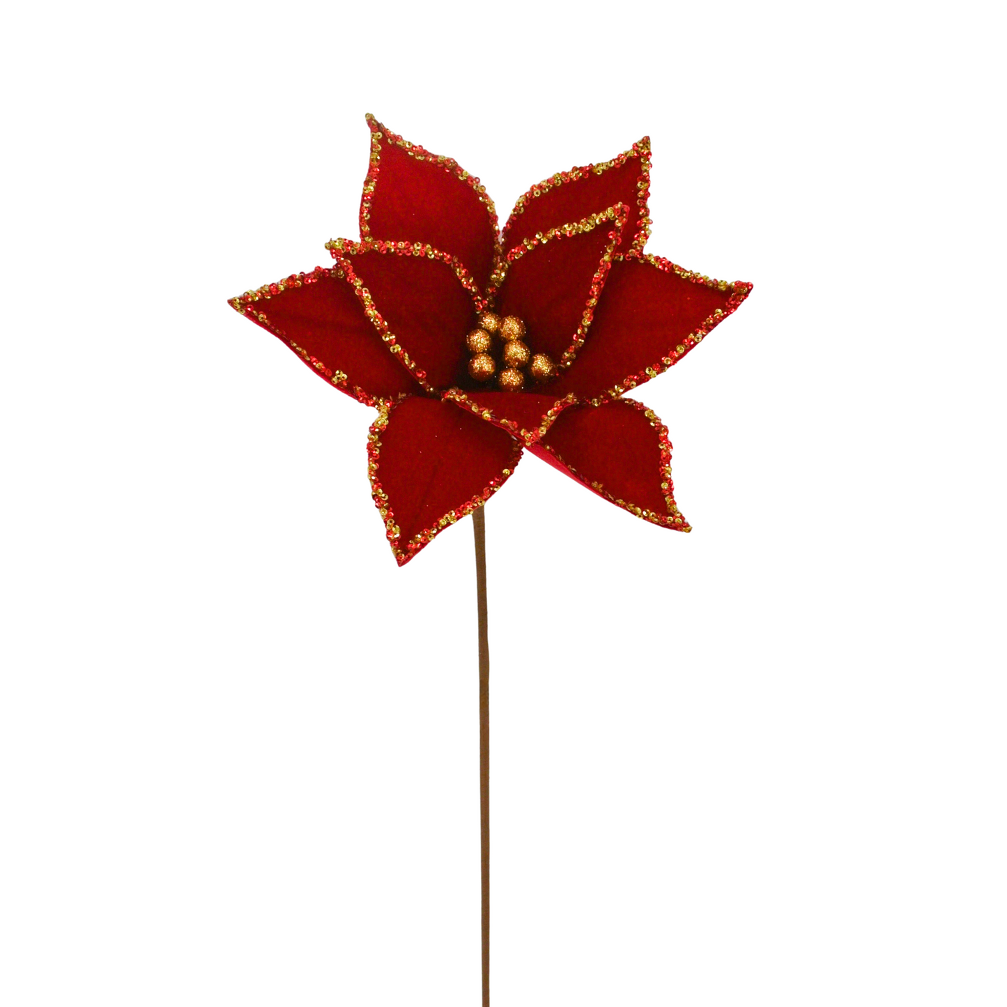 13 Inch Beaded Edge Velvet: Poinsettia Pick