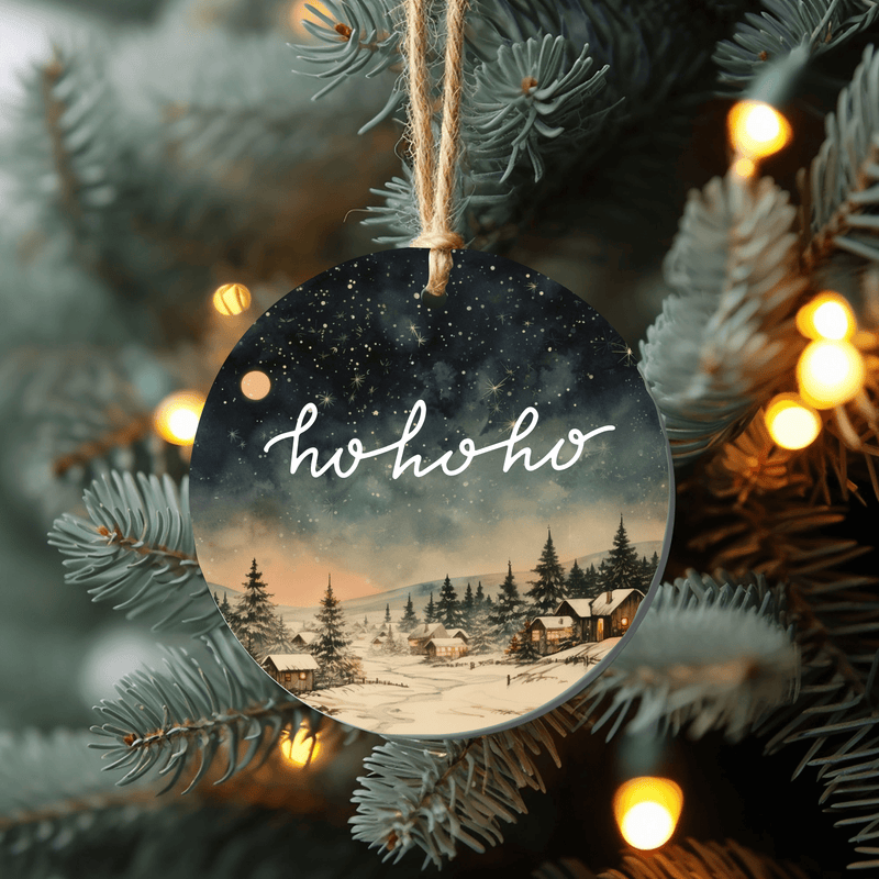 3 Inch Christmas Metal Sign: HO HO HO - Ornament BBCrafts.com