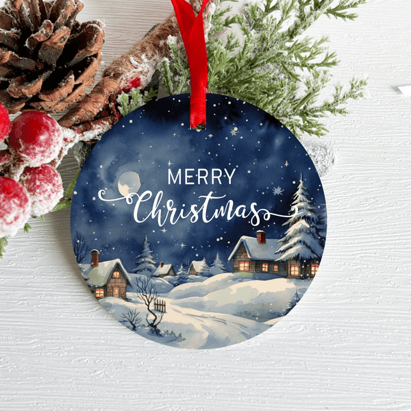 3 Inch Christmas Metal Sign: SNOWY MIDNIGHT - Ornament BBCrafts.com