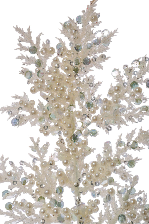 27.5 Inch Glitter Sequin Pearl - White